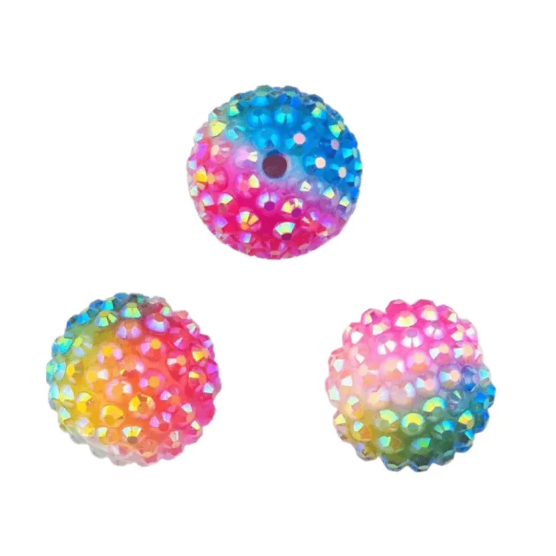 Acryl kralen met Steentjes - 20 mm - Multi color - Regenboog