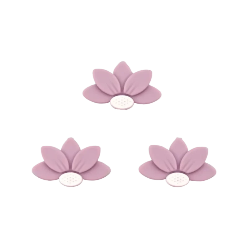 Siliconen Kralen - Halve Daisy/Bloem - Poeder Lila