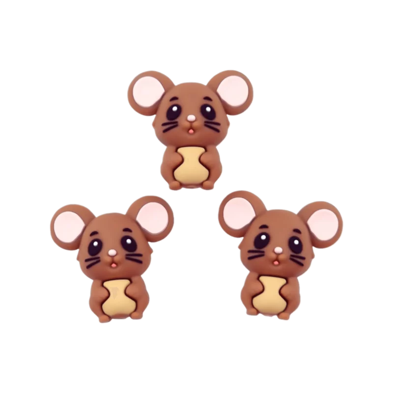 Siliconen Kraal - 3D - Muis - Milk Chocolate
