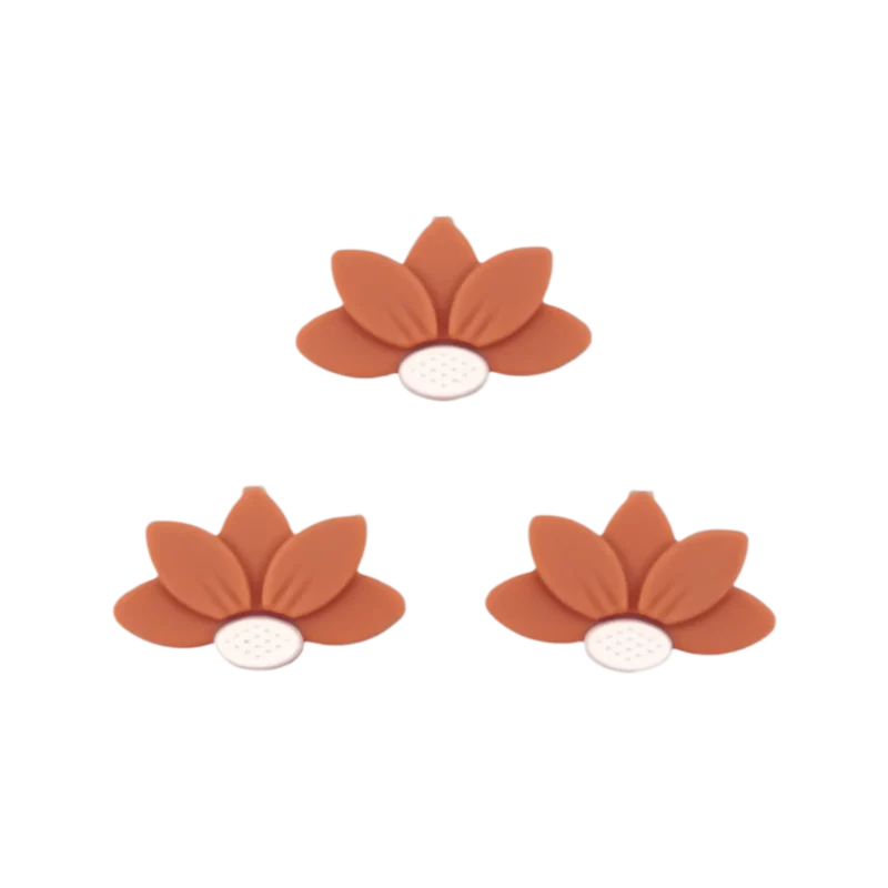 Siliconen Kralen - Halve Daisy/Bloem - Terracotta