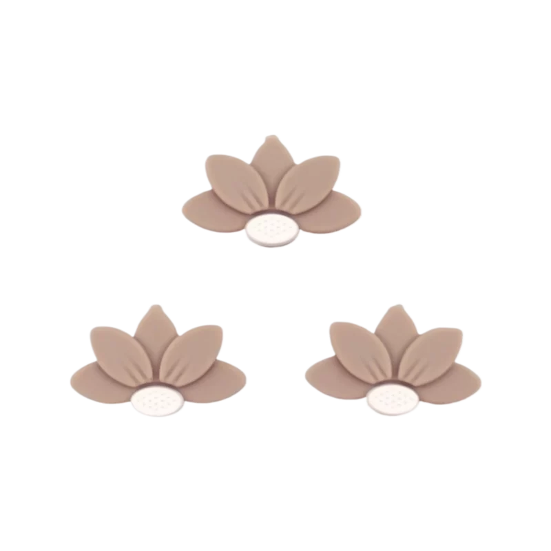 Siliconen Kralen - Halve Daisy/Bloem - Taupe