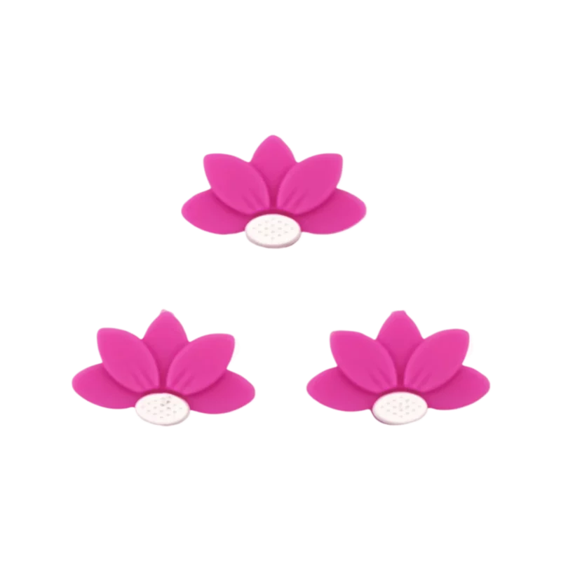 Siliconen Kralen - Halve Daisy/Bloem - Magenta