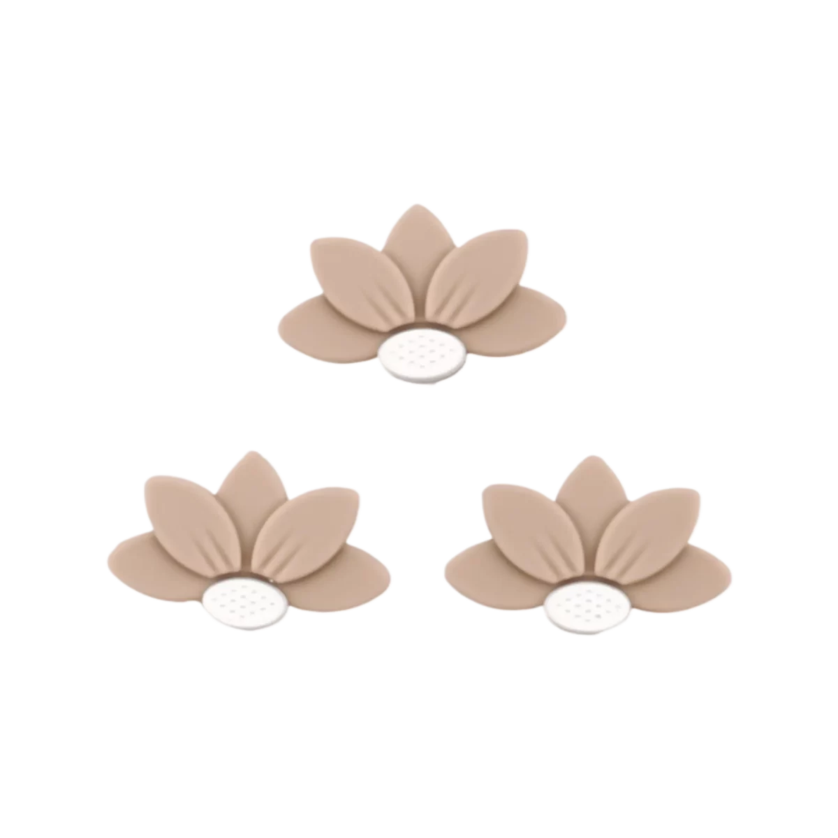 Kleur: Wood Formaat: 30 x 18 x 8 mm Type: Halve Daisy / Halve bloem Jootjes Haakcadeautjes