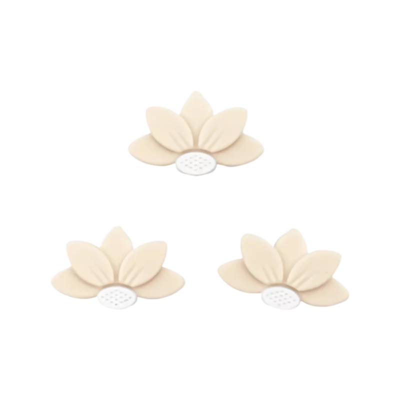 Siliconen Kralen - Halve Daisy/Bloem - Ivory