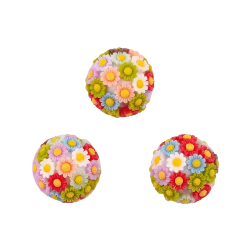 Acrylperle mit Blumen - 20 mm - Blumenfeld