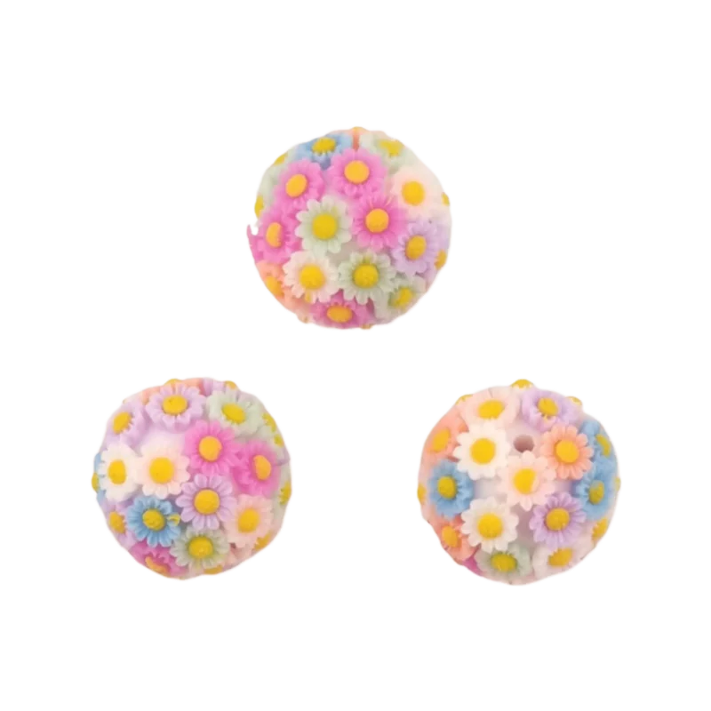 Acrylperle mit Blumen - 20 mm - Zuckerwatte