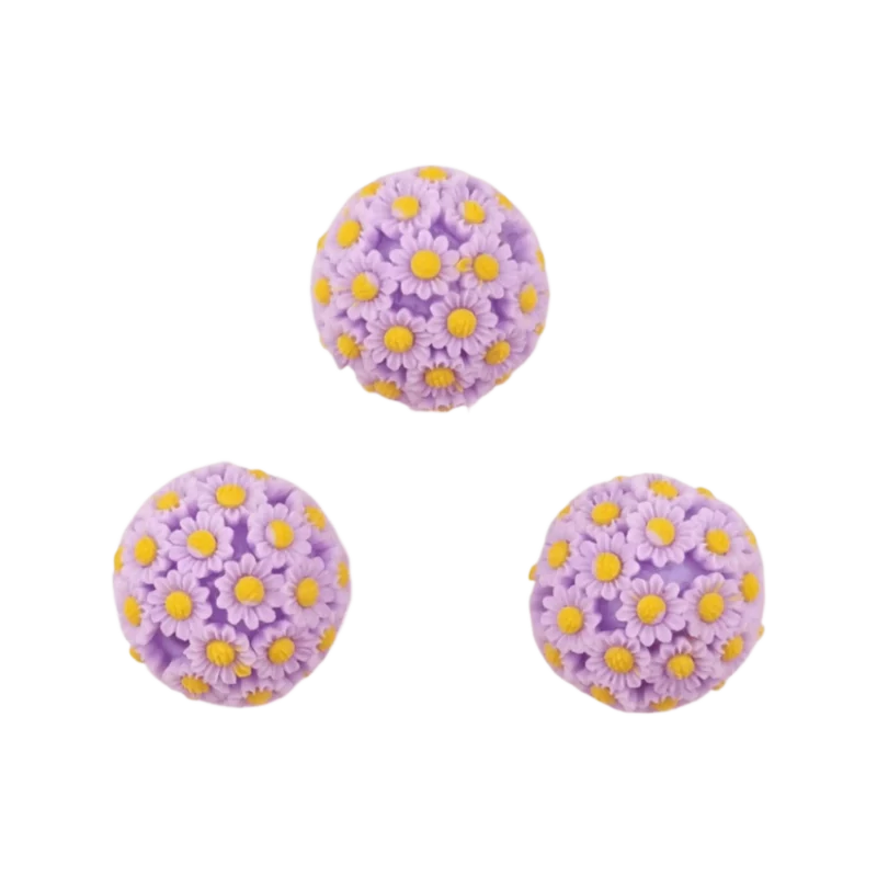 Acrylperle mit Blumen - 20 mm - Flieder