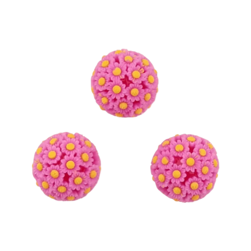 Acrylperle mit Blumen - 20 mm - Magenta
