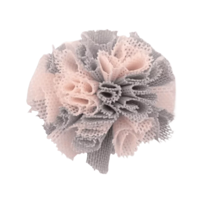 Pompon Gemêleerd Ruches 30 mm - Fossil Grey/Licht Perzik