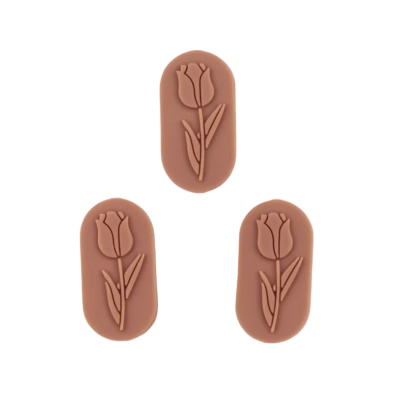 Siliconen Kralen - Tulpensteen - Milk chocolate