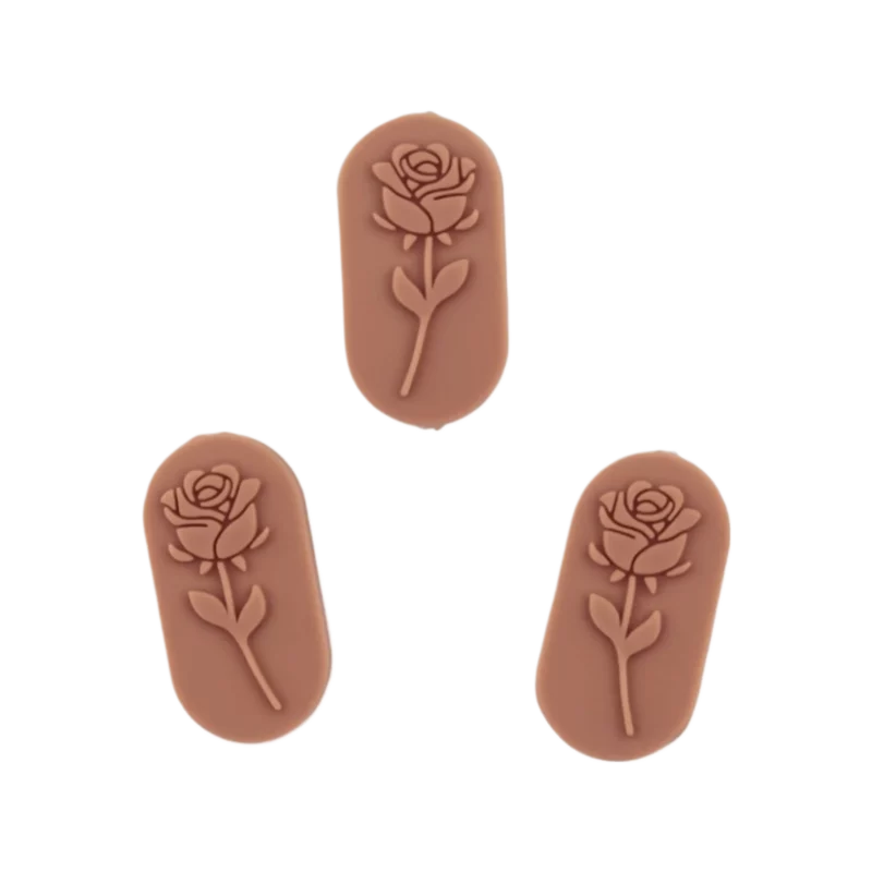 Siliconen Kralen - Rozensteen - Milk chocolate
