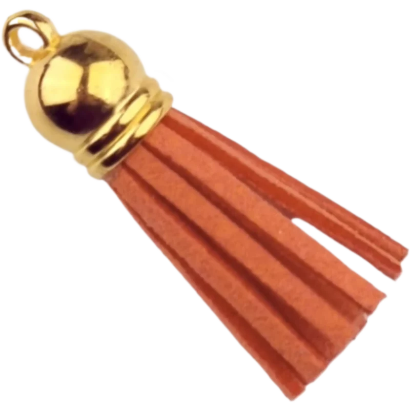 Sleutelhanger Kwastje - 37 mm - Terracotta/Goud