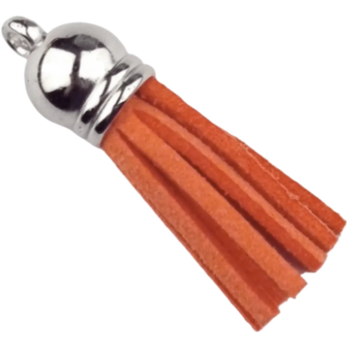 Type: Sleutelhanger Kwastje Materiaal: Plastic/suede Kleur: Terracotta/Zilver Jootjes Haakcadeautjes