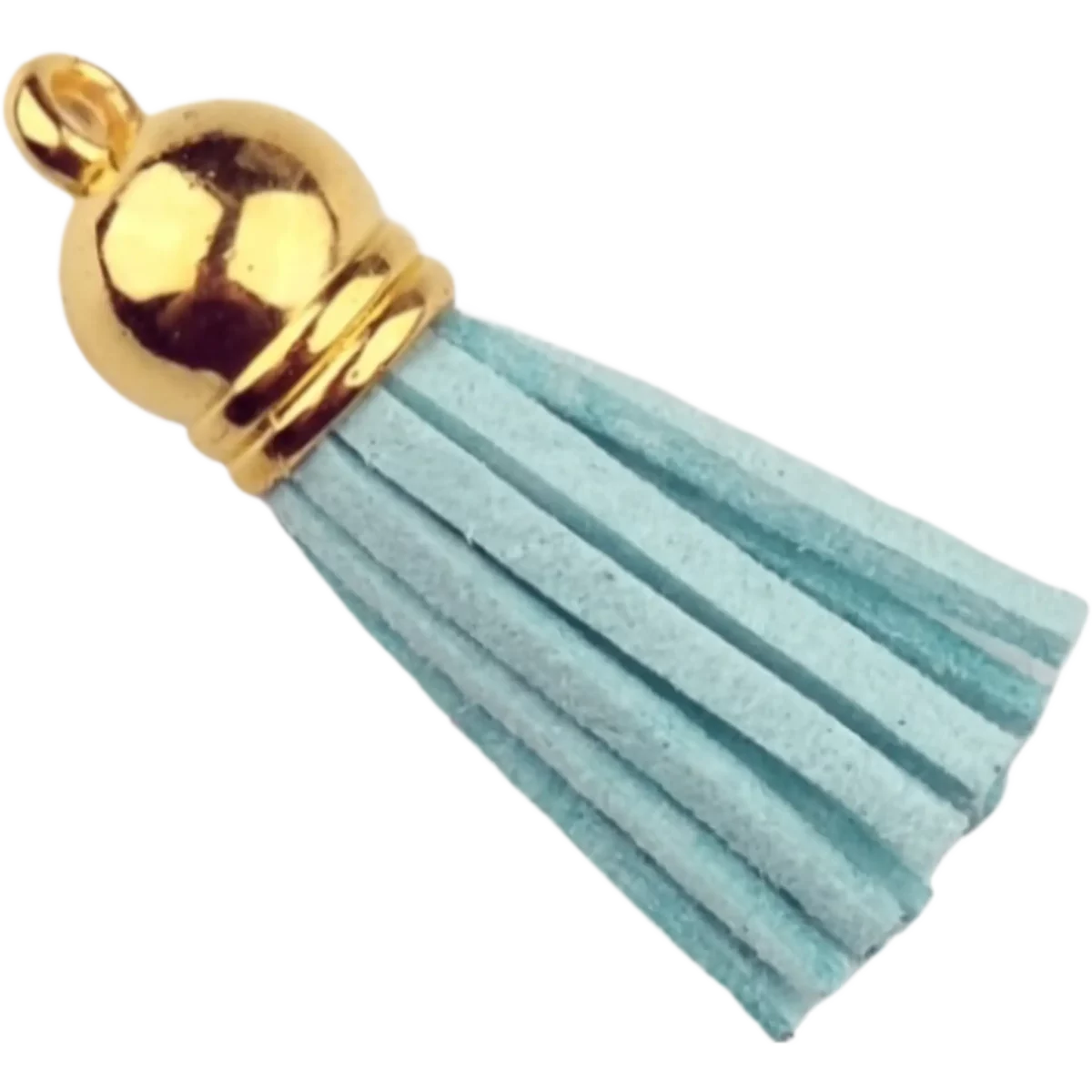 Type: Keychain Tassel Material: Plastic/suede Color: Aquamarine/Gold Jootjes Haakcadeautjes