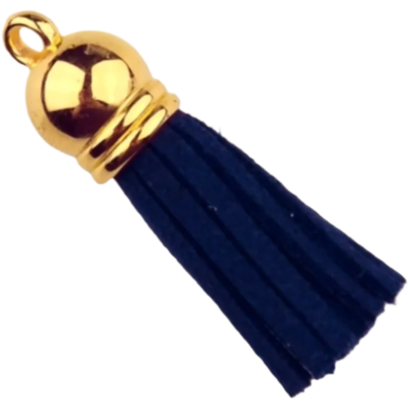 Sleutelhanger Kwastje - 37 mm - Donker Blauw/Goud