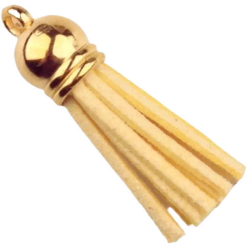 Sleutelhanger Kwastje - 37 mm - Licht Geel/Goud