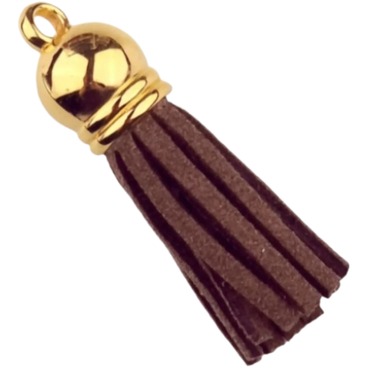 Type: Sleutelhanger Kwastje Materiaal: Plastic/suede Kleur: Brownie/Goud Jootjes Haakcadeautjes