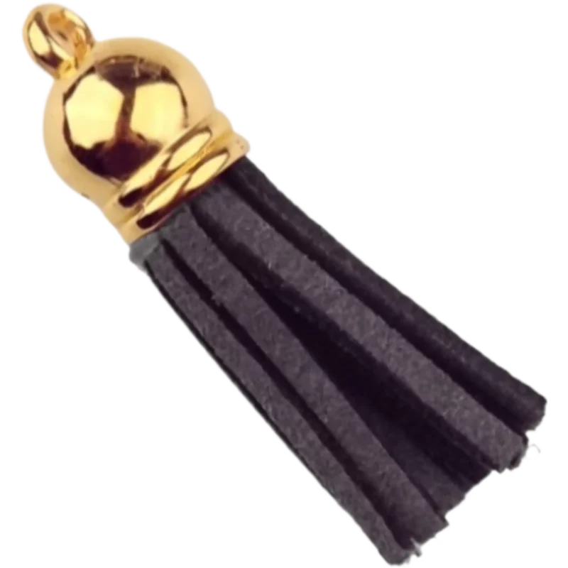 Sleutelhanger Kwastje - 37 mm - Antraciet/Goud