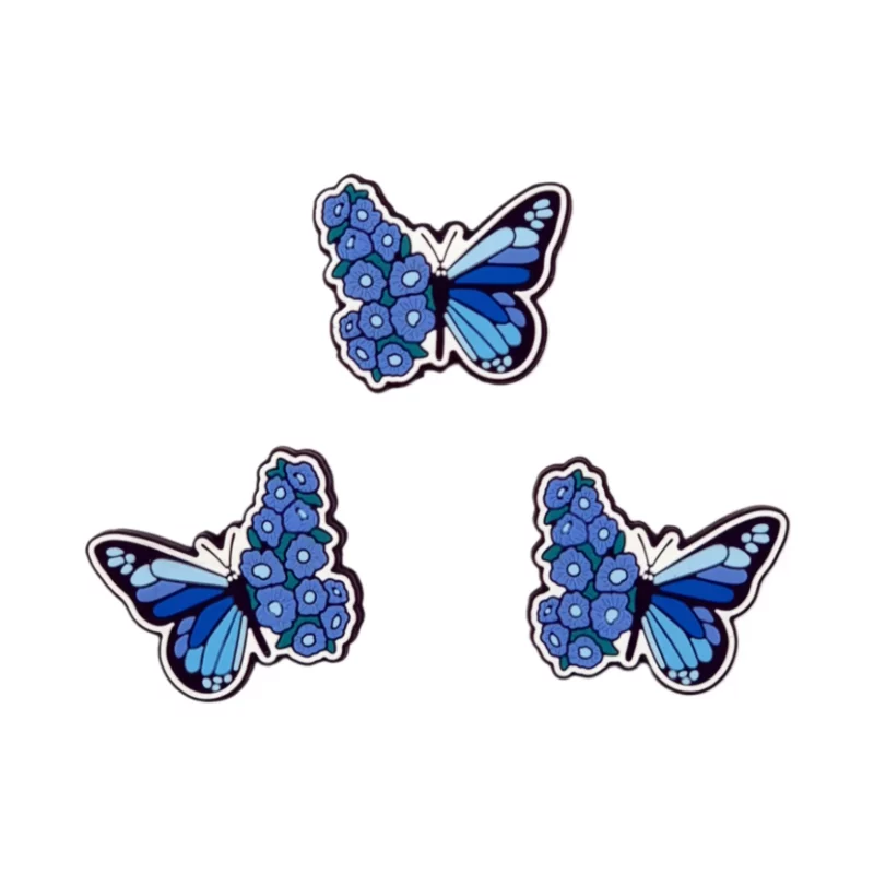 Siliconen kralen - Vlinder met bloemen - Licht Hemels Blauw