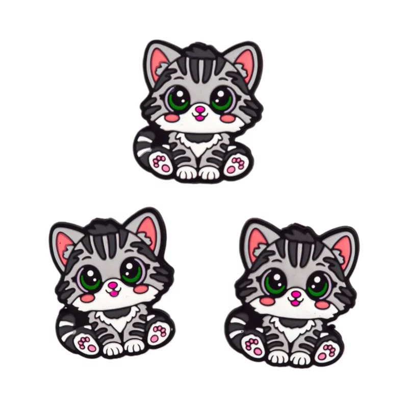 Siliconen Kraal - Kitty Cat - Grijs