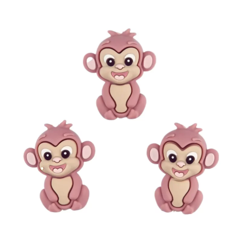 Silicone beads - 3D - Monkey - Rose