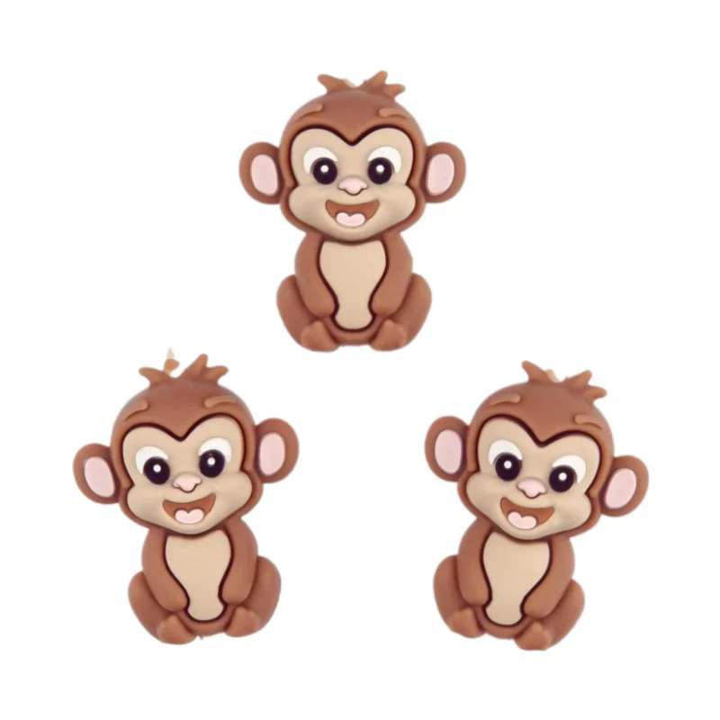 Silicone beads - 3D - Monkey - Milk chocolate