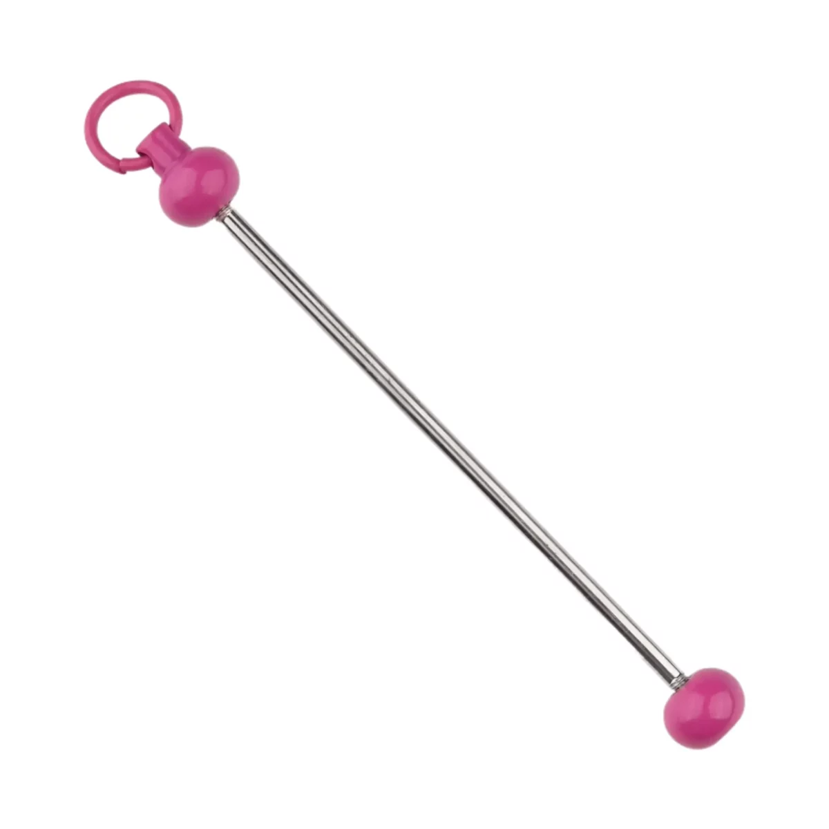 <ul> <li>Threadable stainless steel pendant in color Cyclamen</li> <li>Rod has a ball on both sides, you screw it off.</li> <li>All beads (except acrylic letter beads) fit on it</li> <li>The distance between the spheres is about 6 cm</li> <li>Very nice as a Christmas decoration / ornament in the Christmas tree</li>
</ul> Jootjes Haakcadeautjes