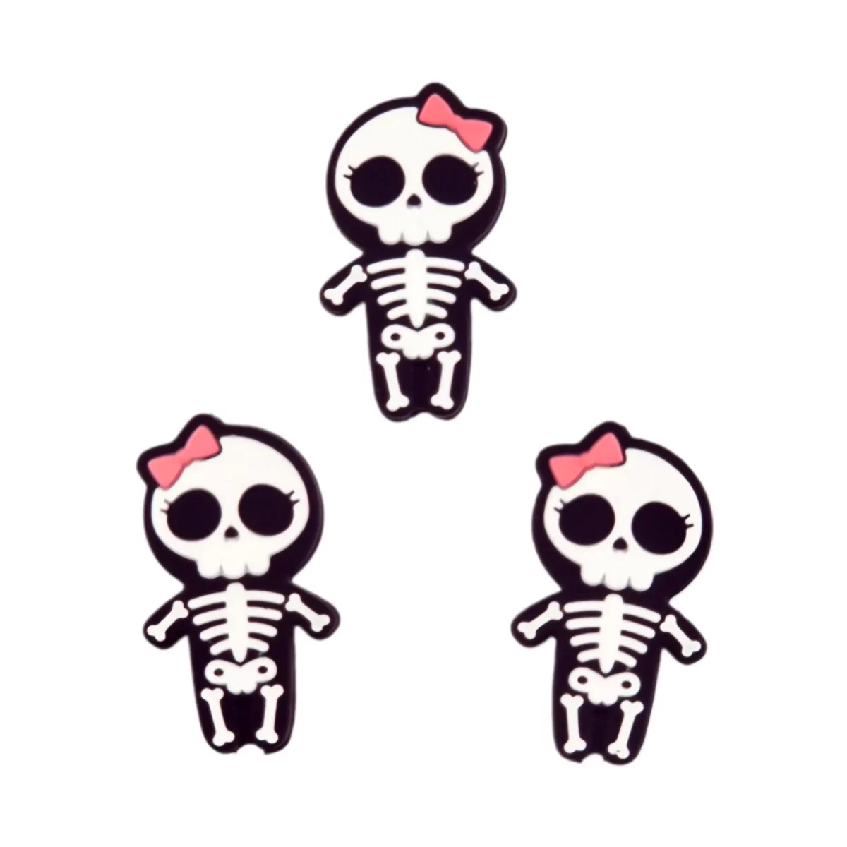 Materiaal: 100% BPA-vrij, veilig volgens EN-71, siliconen Type: Skeletje, Halloween Thema Kleur: Meisjes Skelet - Roze Haarstrik Jootjes Haakcadeautjes