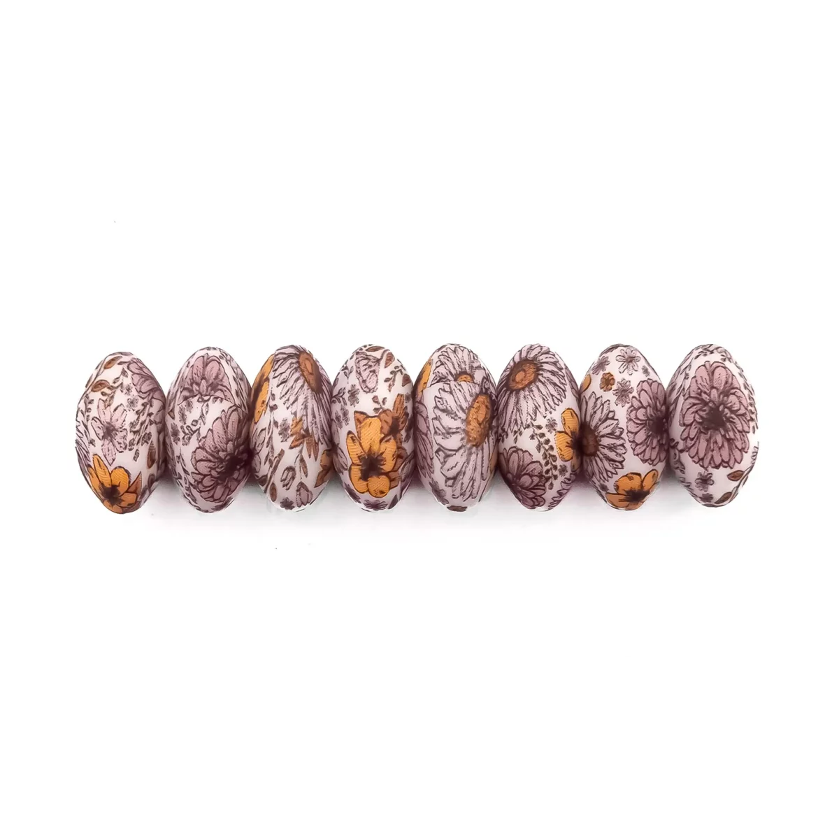 Code couleur Everlasting Flower Print - Type : Perles de silicone ovales - espaceur - Taille : 12 mm ovale - Vendu à la pièce, nulle part moins cher - Sans BPA, Phtalates, Plomb, PVC et Toxine - Certifié CE - Perles de silicone de qualité médicale - Refroidissable au réfrigérateur - Lavable au lave-vaisselle Jootjes Haakcadeautjes