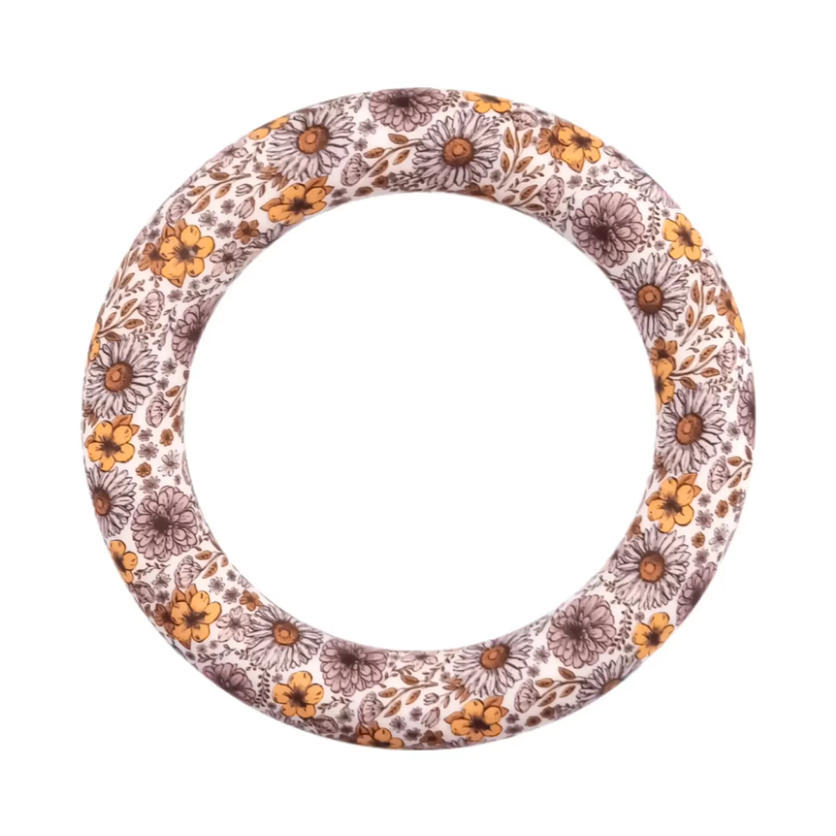 Siliconen Ring Doorrijgbaar <ul> <li>Kleurcode: Everlasting Print</li> <li>BPA-vrij, EN-71 veilig getest siliconen</li> <li>Buitendiameter: 66 mm</li> <li>Binnendiameter: 46 mm</li> </ul> Jootjes Haakcadeautjes