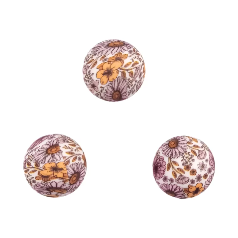 Siliconen kralen - 12 mm - Rond - Everlasting Flower Print