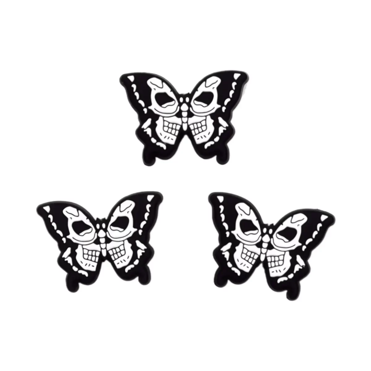 Code couleur : Papillon/Crâne - Noir/Blanc Taille : environ 1,5 x 2,5 cm - Vendu à la pièce - Sans BPA, Phtalates, Plomb, PVC et Toxine - Convient aux produits finis certifiés CE - Billes en silicone de qualité médicale - Réfrigérable au réfrigérateur - Lavable au lave-vaisselle Jootjes Haakcadeautjes