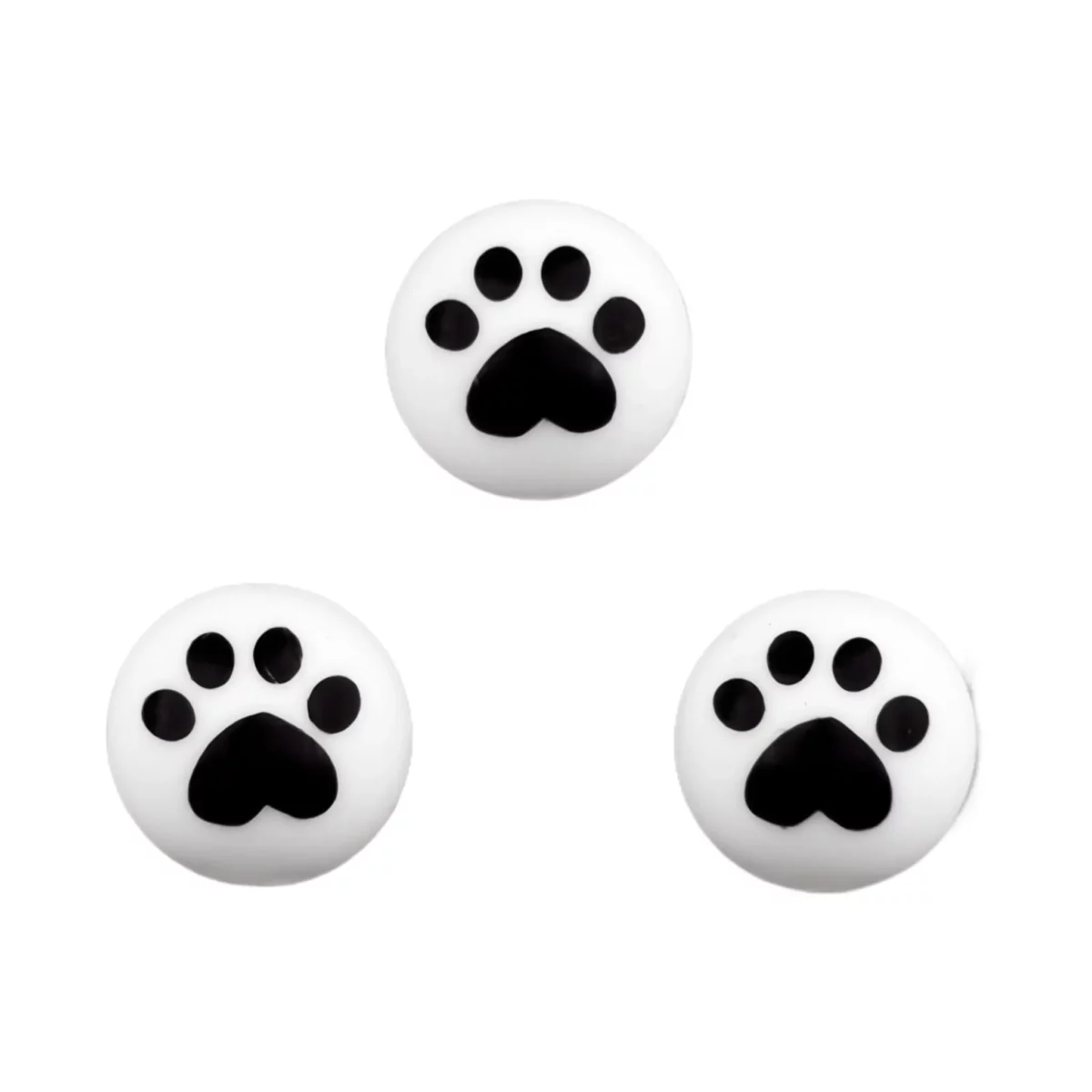 Size: 16 mm
Color: Black/White Paw Print Material: According to EN-71 safely tested silicone. BPA-free, Phthalate-free, PVC-free and free of all other harmful chemicals as tested through EN-71. This makes it suitable for pacifier cords and CE-certified end product such as a teething ring.   Jootjes Haakcadeautjes