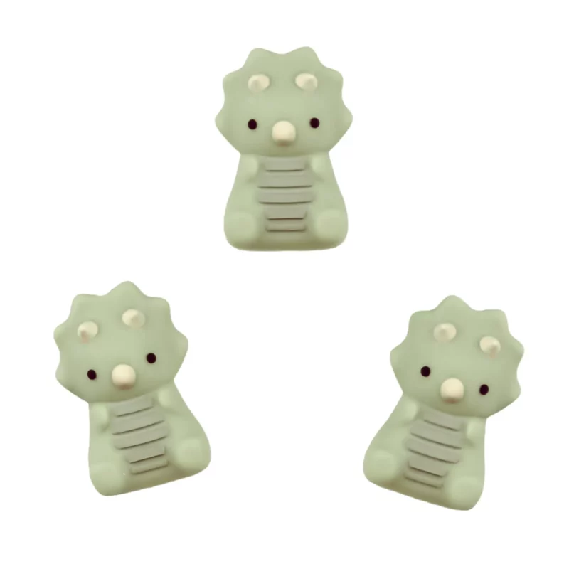 Siliconen kralen - Dinosaurus / Triceratops 3D - Pistache