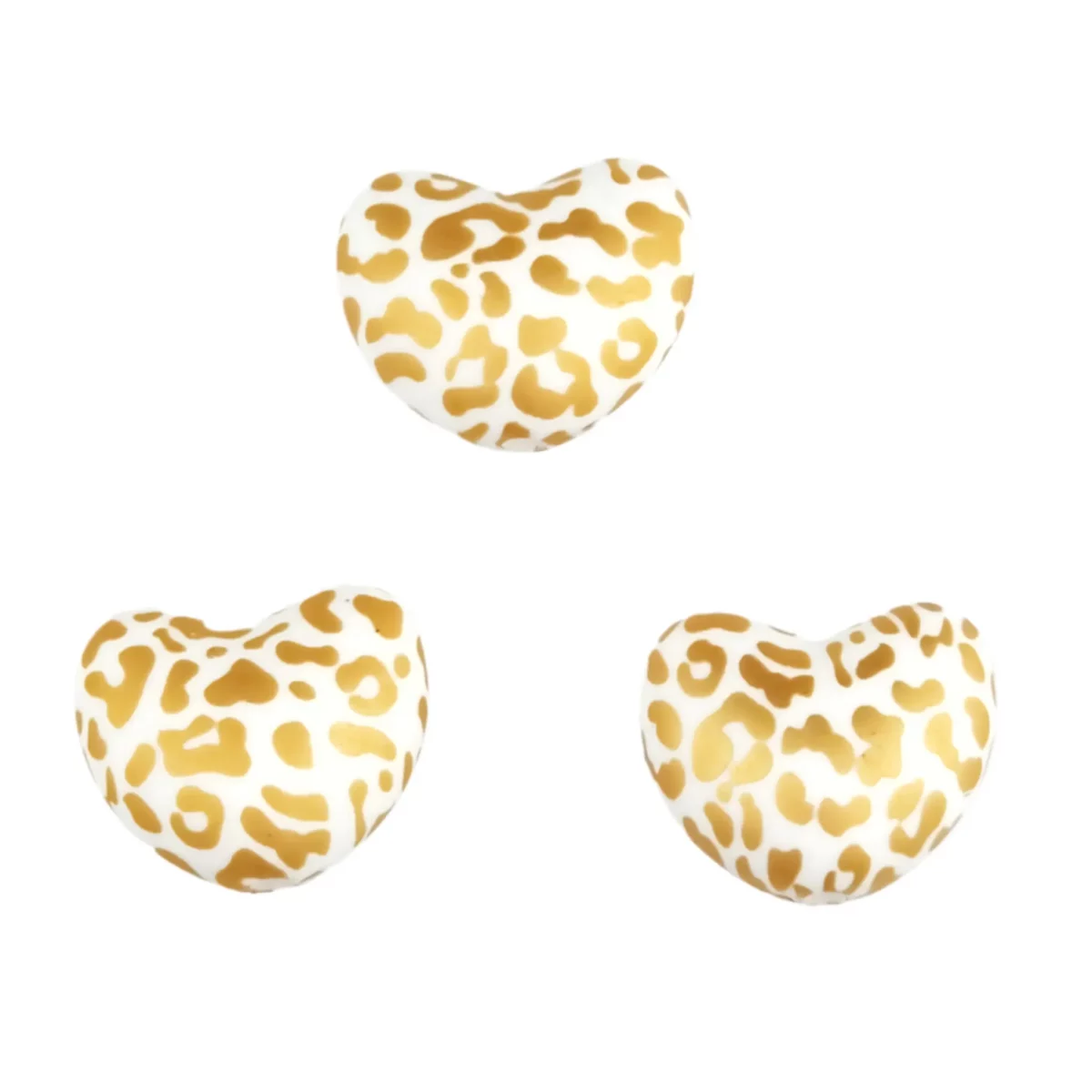Kleurcode: Luipaard - Goud - Type: Siliconen kralen hart - Formaat: 20 mm x 17 mm x 11 mm - Verkocht per stuk, nergens goedkoper - BPA-, Ftalaten-, Lood-, PVC- en Gif-vrij - CE-gecertificeerd - Medische kwaliteit siliconen kralen - Koelbaar in de koelkast - Vaatwasser bestendig Jootjes Haakcadeautjes