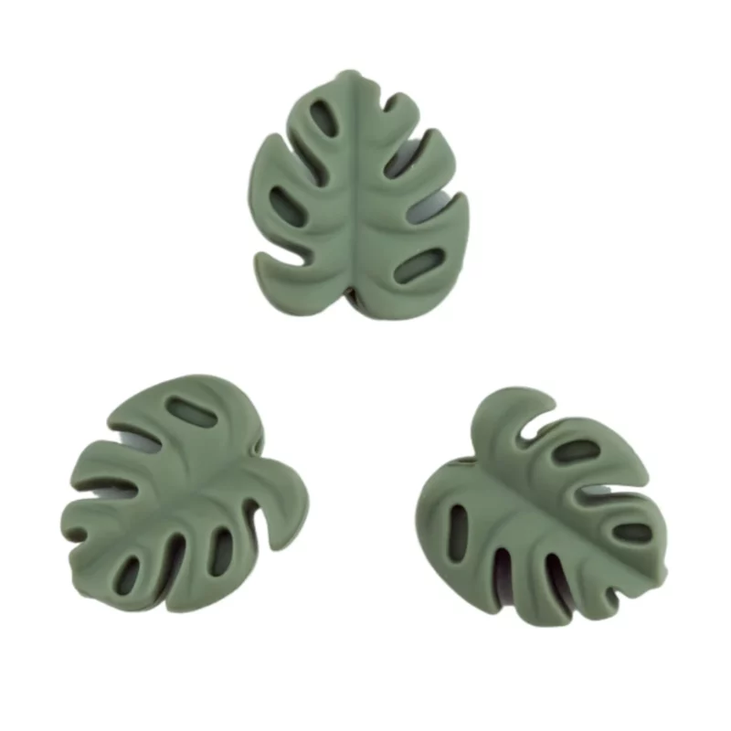 Siliconen kraal - Blad - Monstera 3D - Tijm