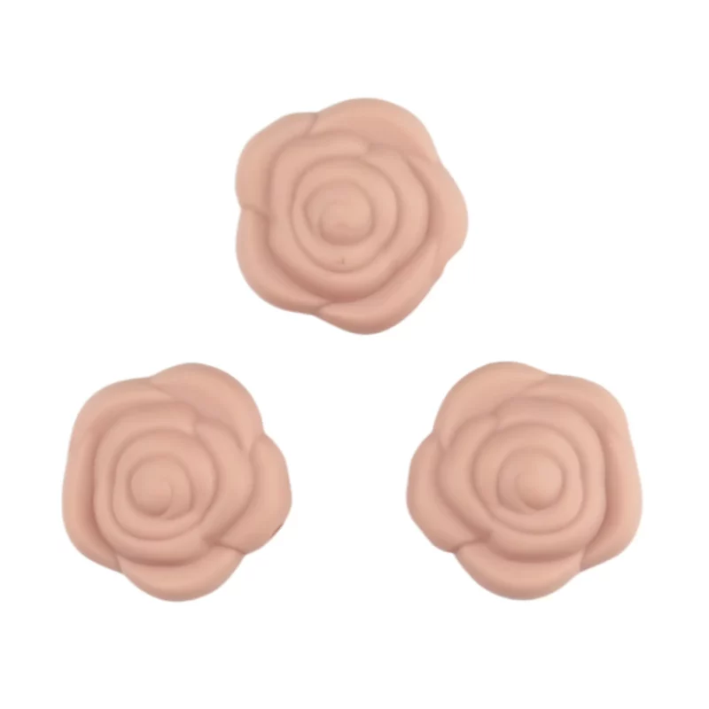 Siliconen kralen - Roos - 20 mm - Poeder Nude