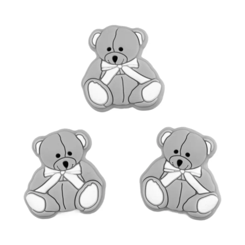 Siliconen Kraal - Teddybeer - Licht Grijs