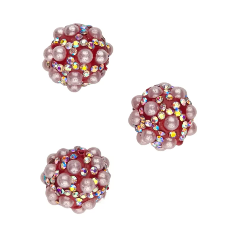 Acryl kraal - 16 mm - Met Parels Rood
