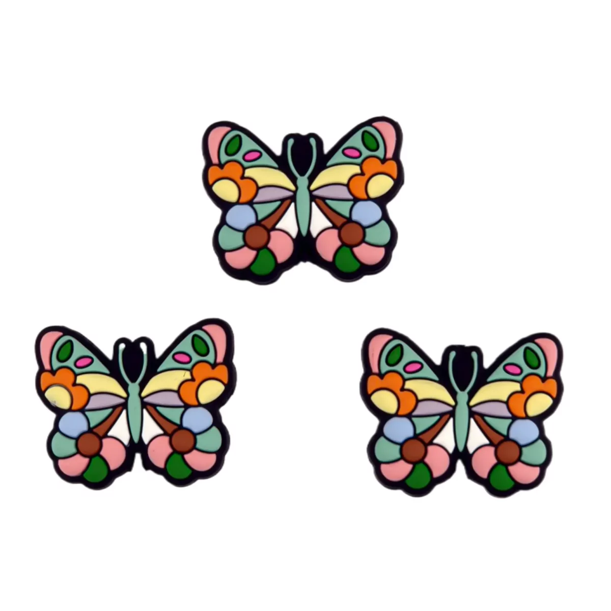 Kleurcode: Meerdere kleuren Type: Boho Vlinder Materiaal: Siliconen, BPA-vrij, ftalaat-vrij, PVC-vrij, cadmium-vrij Gecertificeerd: EN-71 veilig getest en daarom geschikt voor CE gecertificeerd eindproduct Jootjes Haakcadeautjes