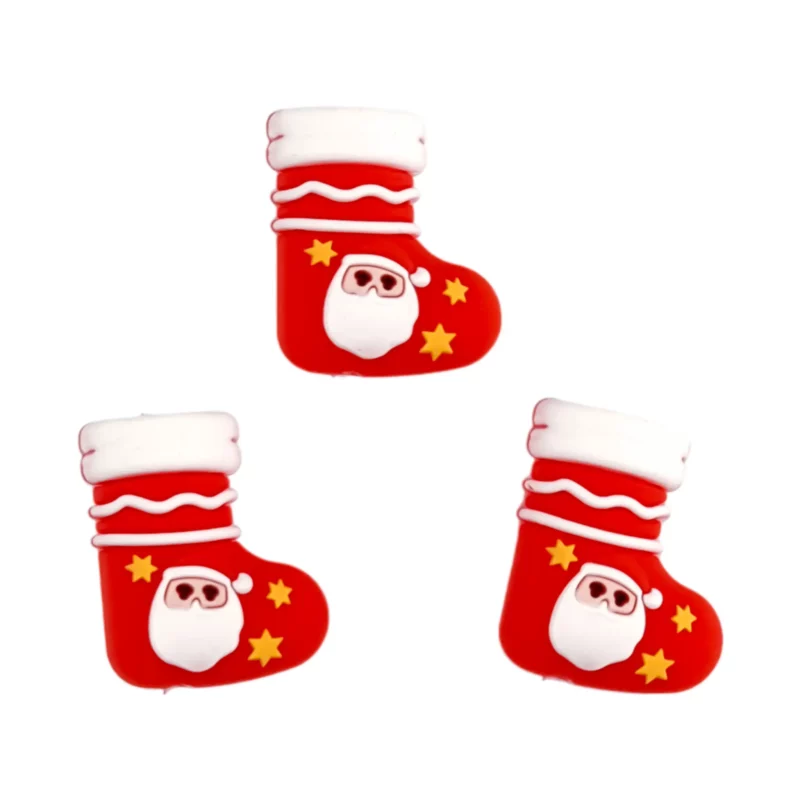 Siliconen Kraal - 3D - Kerstsok - Rood