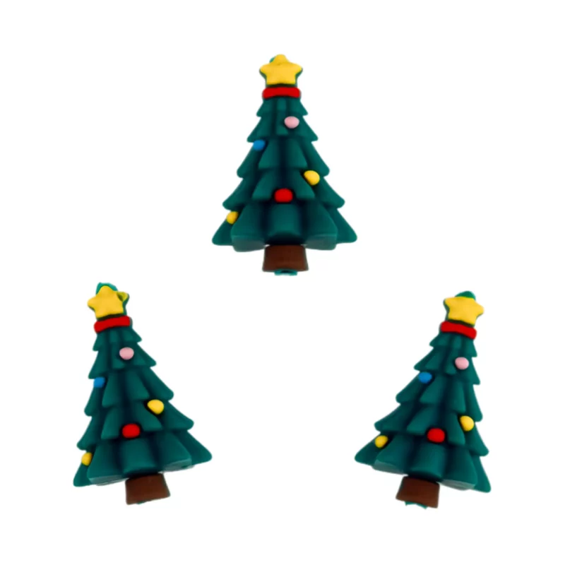 Siliconen Kraal - 3D - Kerstboom met versiering