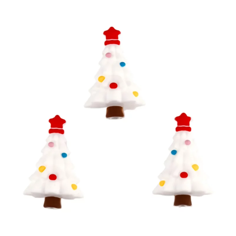 Siliconen Kraal - 3D - Kerstboom met versiering - Wit