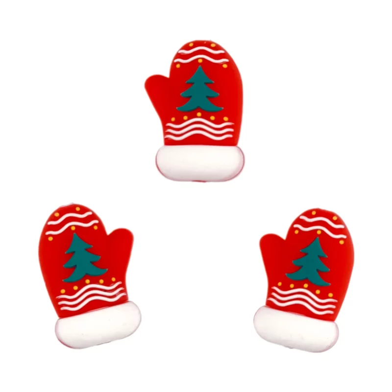 Siliconen Kraal - 3D - Kerstwant - Rood