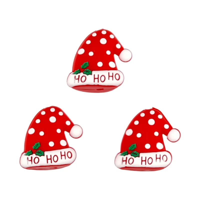 Siliconen Kraal - 3D - Kerstmuts - Rood - Ho - Ho - Ho