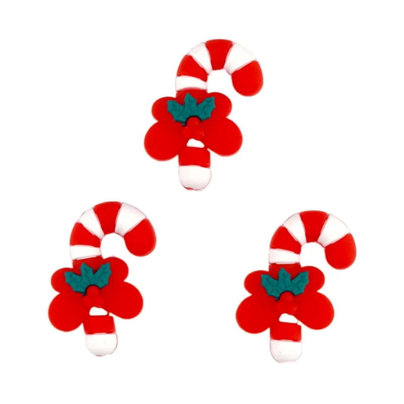 Siliconen Kraal - 3D - Candy Cane - Rood