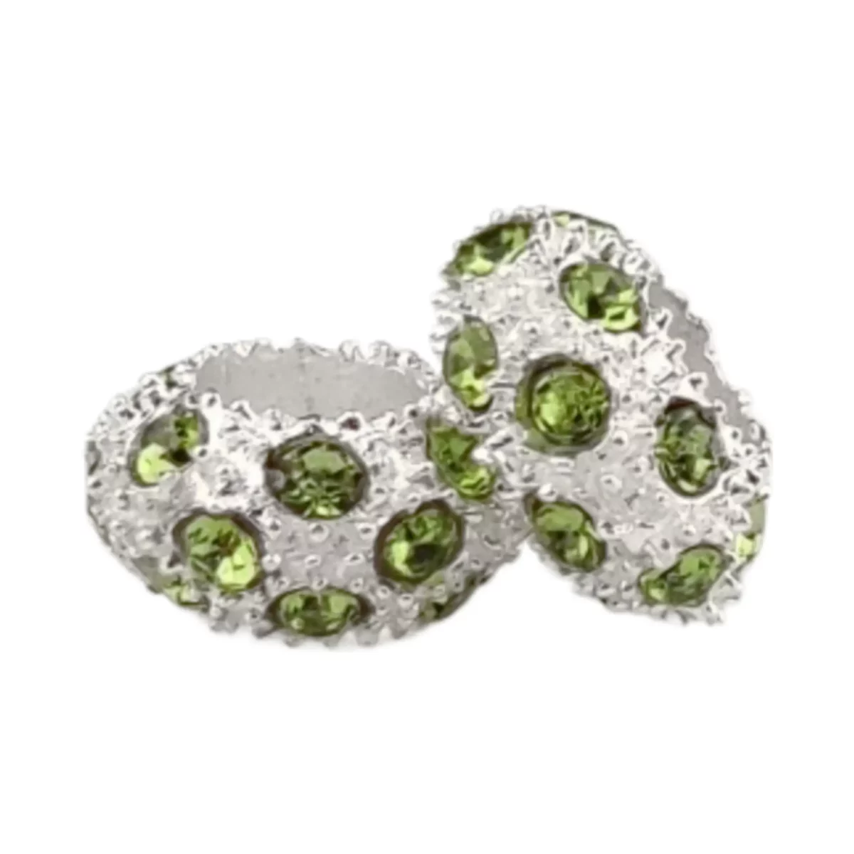 Materiaal: Tussenschijfje Sparkle Donut - Groen Kleur: Zilver / Groen Leuk om te verwerken tussen de kralen in. Jootjes Haakcadeautjes