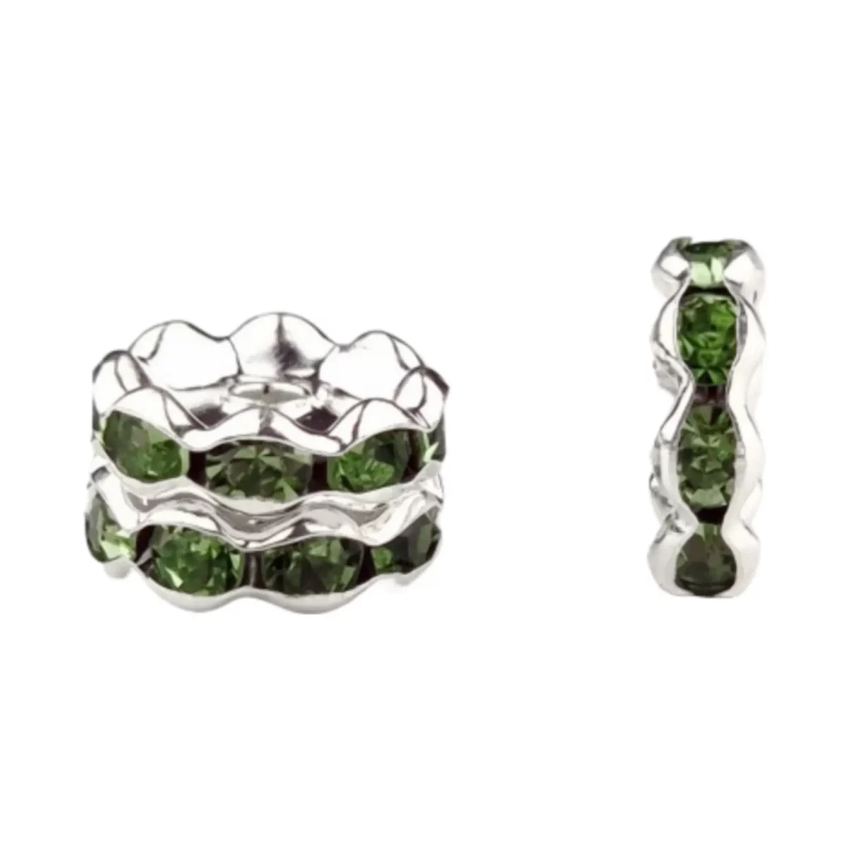 Matière : Vague intermédiaire avec pierres - Vert Couleur : Argent / Vert Amusant à incorporer entre les perles. Jootjes Haakcadeautjes