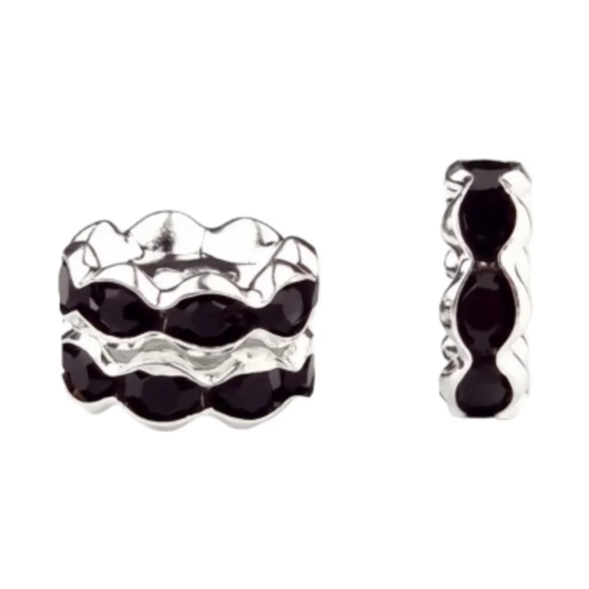 Matière : Vague intermédiaire avec pierres - Noir Couleur : Argent / Noir Amusant à incorporer entre les perles. Jootjes Haakcadeautjes