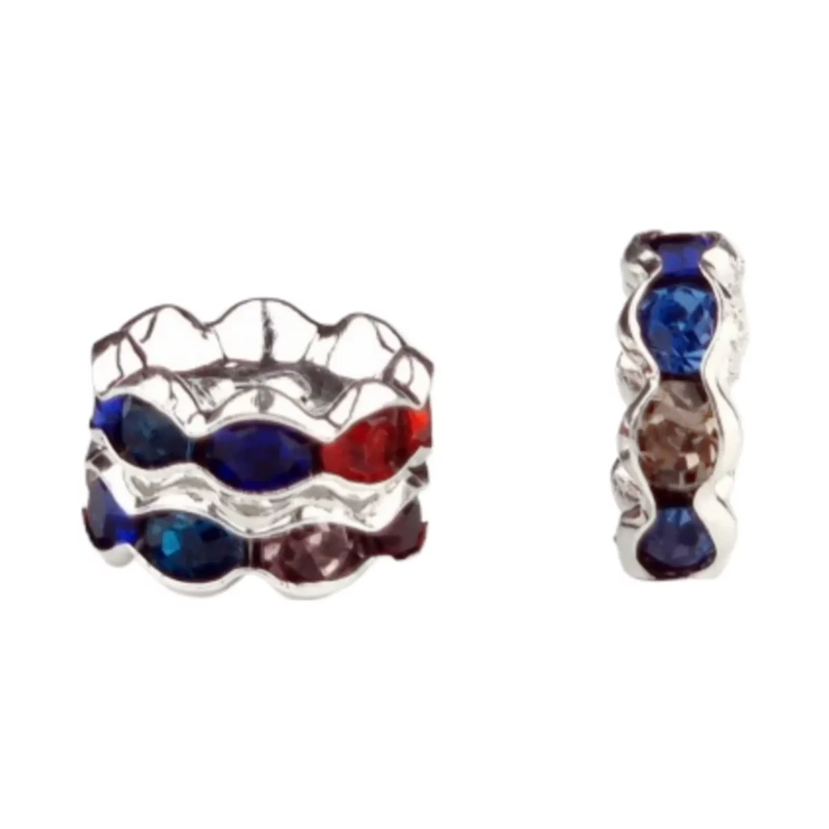 Materiaal: Tussenschijfje Wave met steentjes - Rainbow Kleur: Zilver / Rainbow Jootjes Haakcadeautjes